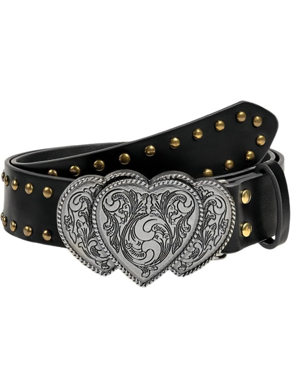 Gothic Love Heart Buckle Belt - Punk Studded Rivet Waist Belt for Y2K Style